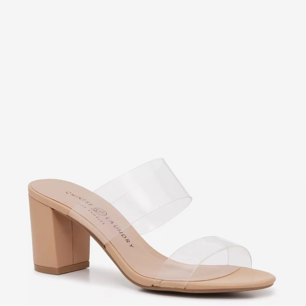 Chinese Laundry Nude Block Heel Sandal with Clear Straps